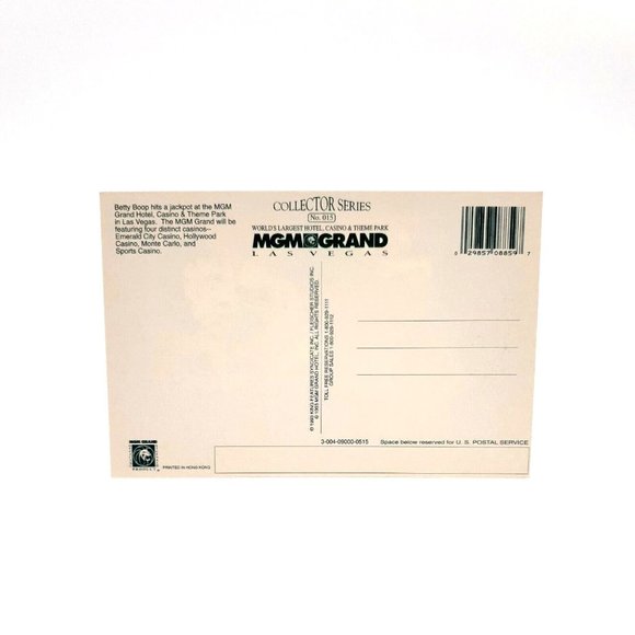 Betty Boop MGM Grand Postcard Collector Series 015 Vintage 1993 Hit The Jackpot - Picture 2 of 2